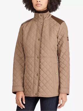 Lauren Ralph Lauren Quilted Hooded Puffer Jacket - Beige